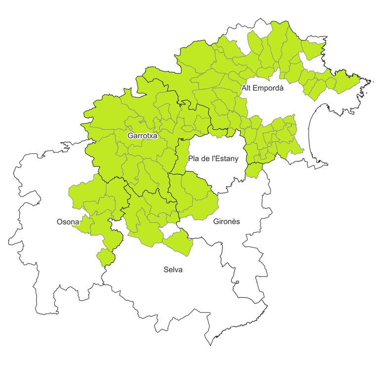 mapa Associació per al Desenvolupament Rural Integral de la zona Nord-Oriental de Catalunya - ADRINOC.